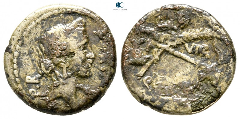 Q. Sicinius 49 BC. Rome
Fourreè Denarius

17 mm., 2,46 g.



nearly very ...