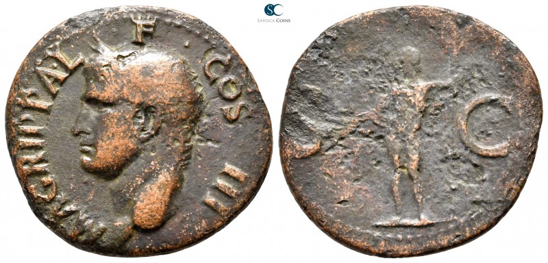 Agrippa AD 37-41. Struck under Gaius. Rome
As Æ

28 mm., 9,39 g.



nearl...