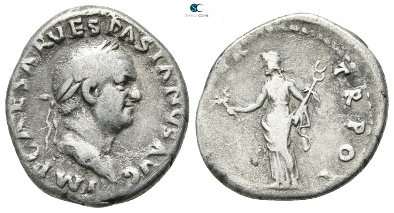 Vespasian AD 69-79. Rome
Denarius AR

19 mm., 3,10 g.



very fine