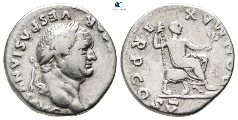 Vespasian AD 69-79. Rome
Denarius AR

18 mm., 3,37 g.



nearly very fine