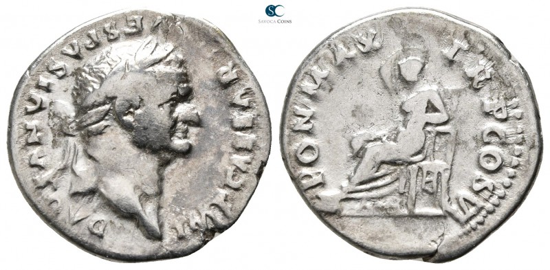 Vespasian AD 69-79. Rome
Denarius AR

20 mm., 2,95 g.



nearly very fine