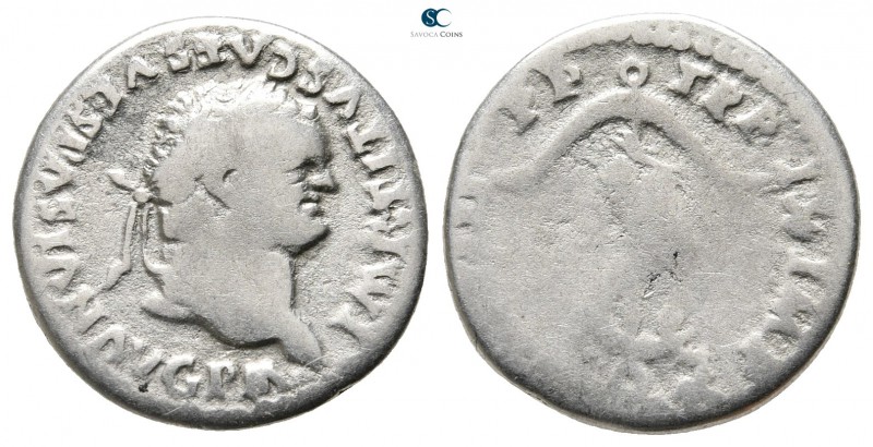 Titus AD 79-81. Rome
Denarius AR

17 mm., 3,09 g.



fine