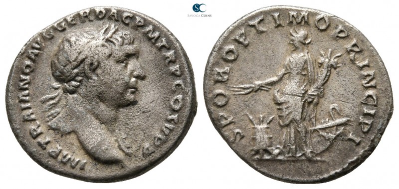 Trajan AD 98-117. Rome
Denarius AR

18 mm., 3,27 g.



very fine