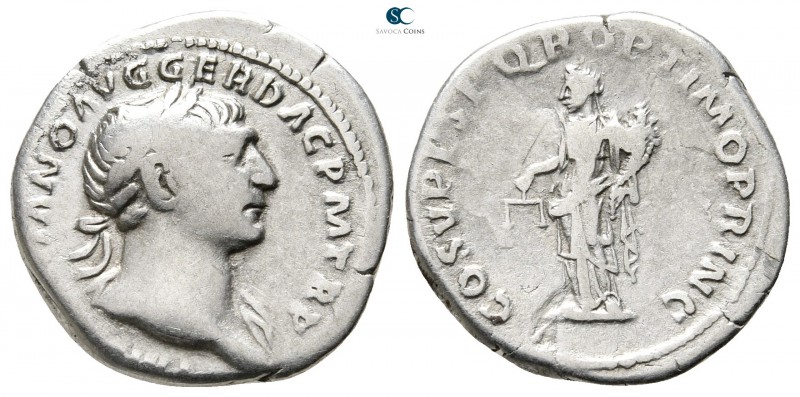 Trajan AD 98-117. Rome
Denarius AR

19 mm., 2,98 g.



nearly very fine