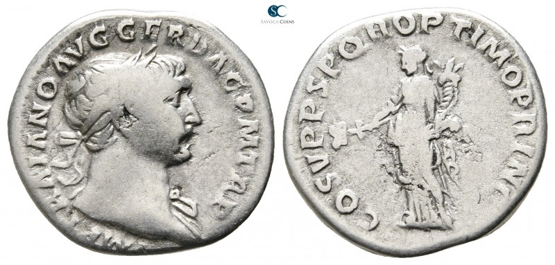 Trajan AD 98-117. Rome
Denarius AR

19 mm., 3,12 g.



nearly very fine