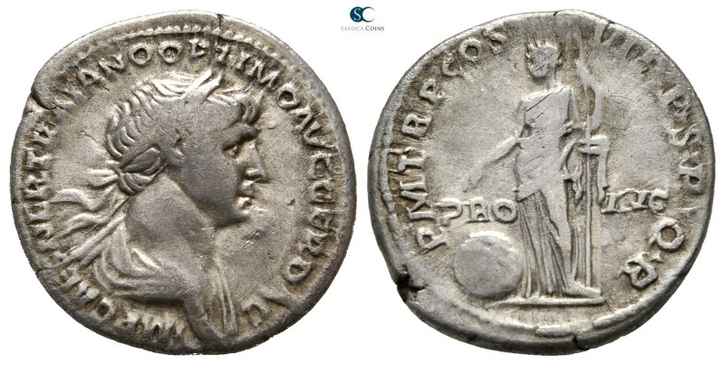 Trajan AD 98-117. Rome
Denarius AR

18 mm., 2,91 g.



very fine