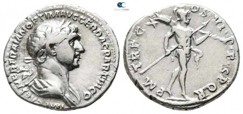 Trajan AD 98-117. Rome
Denarius AR

18 mm., 3,19 g.



very fine