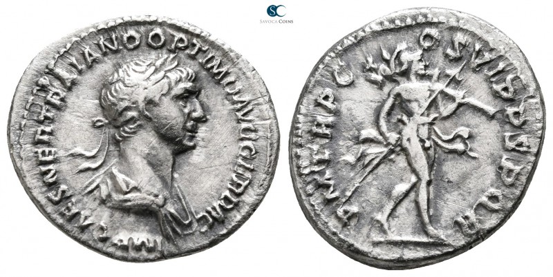 Trajan AD 98-117. Rome
Denarius AR

19 mm., 2,97 g.



very fine