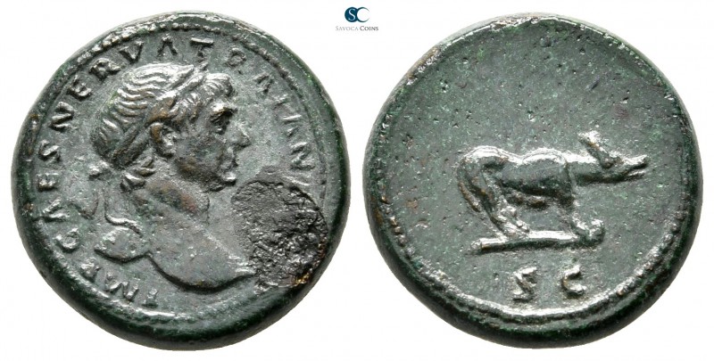 Trajan AD 98-117. Rome
Semis Æ

17 mm., 3,58 g.



very fine