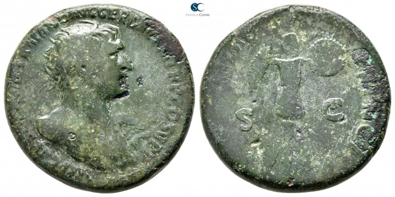 Trajan AD 98-117. Rome
Dupondius Æ

26 mm., 12,76 g.



fine