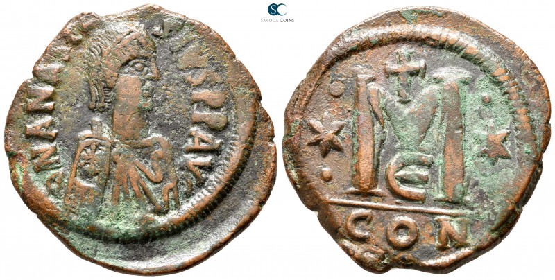 Anastasius I AD 491-518. Constantinople
Follis Æ

36 mm., 18,72 g.



ver...
