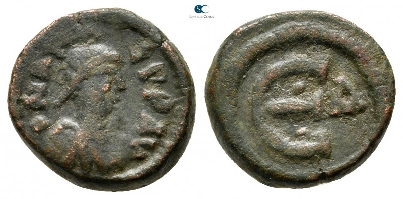 Anastasius I AD 491-518. Constantinople. 4th officina
Pentanummium Æ

13 mm.,...