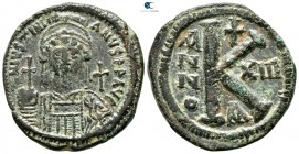 Justinian I AD 527-565. Constantinople. Half follis Æ