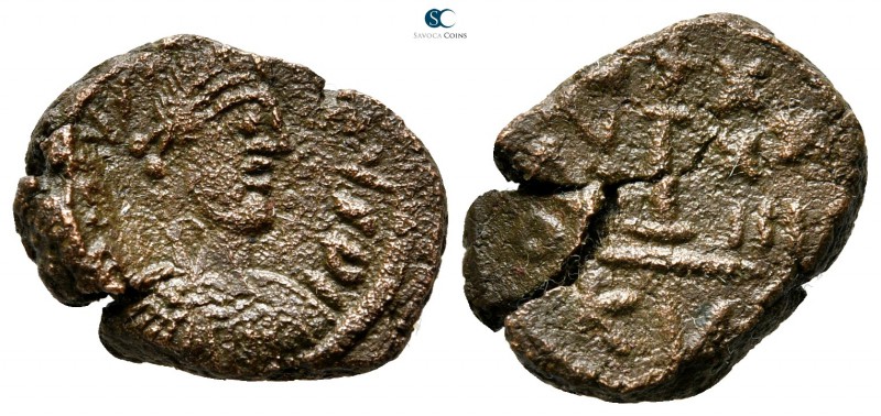 Justinian I AD 527-565. Cyzicus
Decanummium Æ

16 mm., 3,77 g.



very fi...