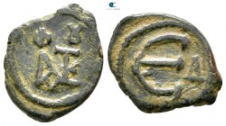 Justin II AD 565-578. Byzantine. Pentanummium Æ
