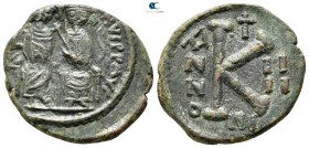 Justin II and Sophia AD 565-578. Constantinople. Half follis Æ