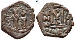 Heraclius with Heraclius Constantine AD 610-641. Nikomedia. Follis Æ
