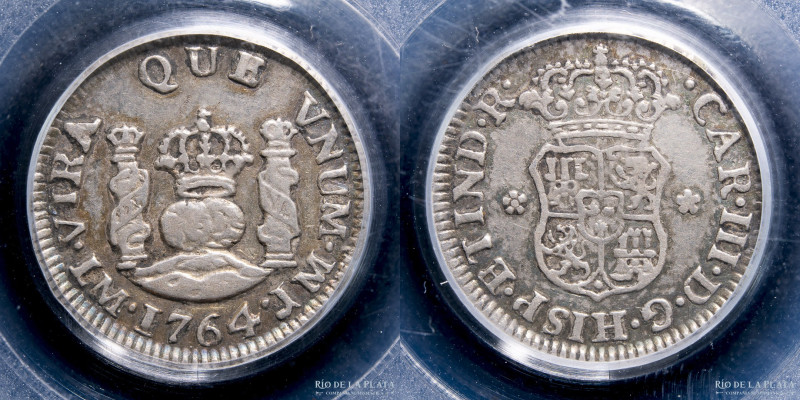 Lima. Carlos III (1759-1788) 1/2 Real 1764 JM. Plata 917; 16mm. KM60. Certificad...