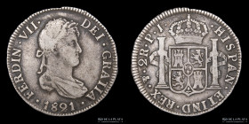 Potosi. Fernando VII. 2 Reales 1821 PJ CJ 88.11