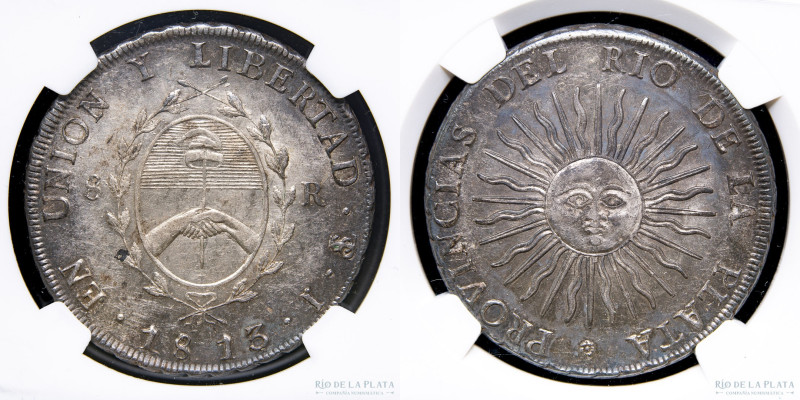 Argentina. Provincias Unidas del Río de la Plata. 8 Reales 1813 J (José Antonio ...