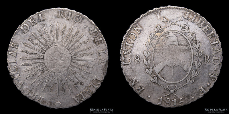 Argentina. Provincias Unidas del Río de la Plata. 8 Reales 1815 F, error PROVICI...