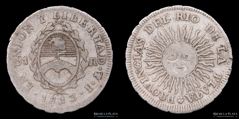 Argentina. Provincias Unidas del Río de la Plata. 1 Real 1813 J (José Antonio de...