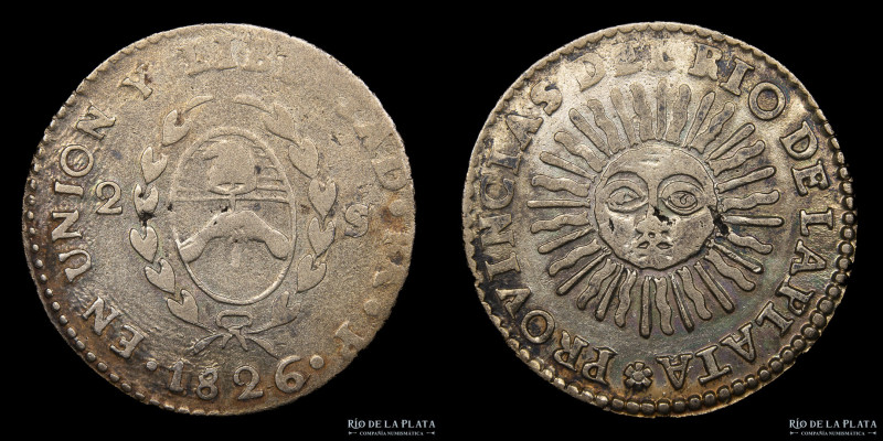 Argentina. La Rioja. 2 Soles 1826 RA P. Plata 875; 25mm; 6.45g. CJ 45.1.13 (A10-...