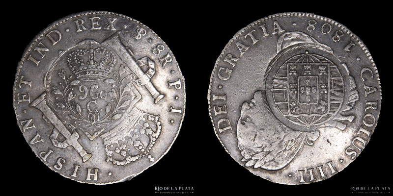 Brasil. Joao VI Principe Regente (1799-1816) 960 Reis con resello / Carimbo Cuia...