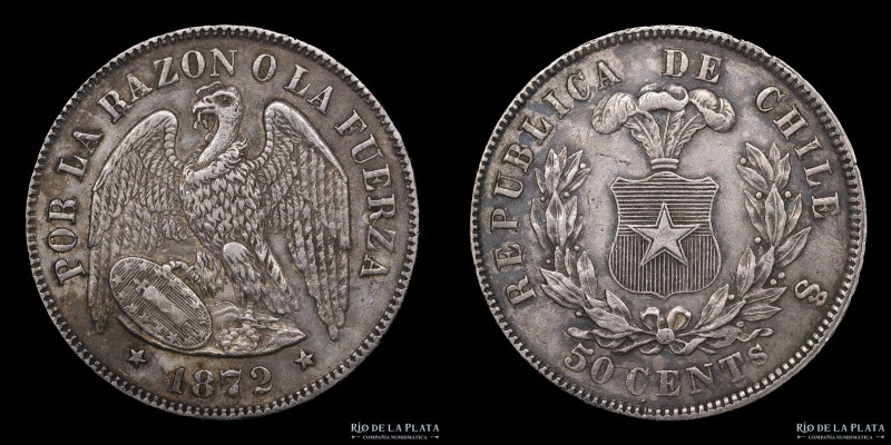 Chile. 50 Centavos 1872. Plata 900; 30mm; 12.38g. KM139. (XF+)

USD 50 - 100
...