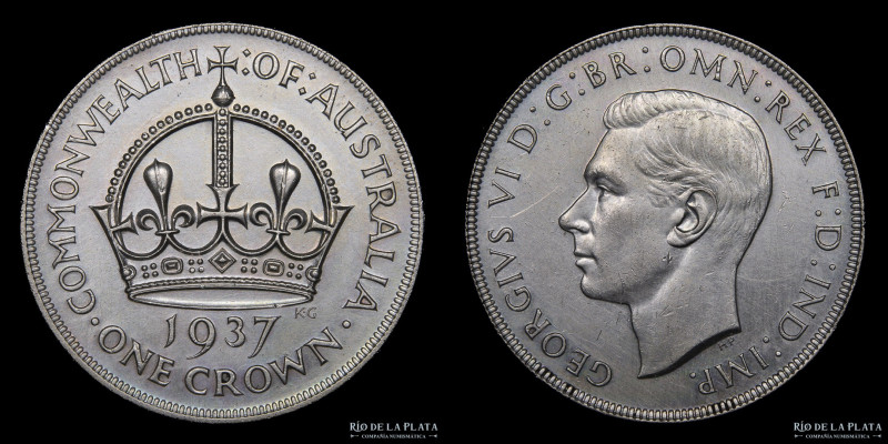 Australia. George VI (1936-1952) 1 Crown 1937. Plata 925; 38.5mm; 28.30g. KM34 (...