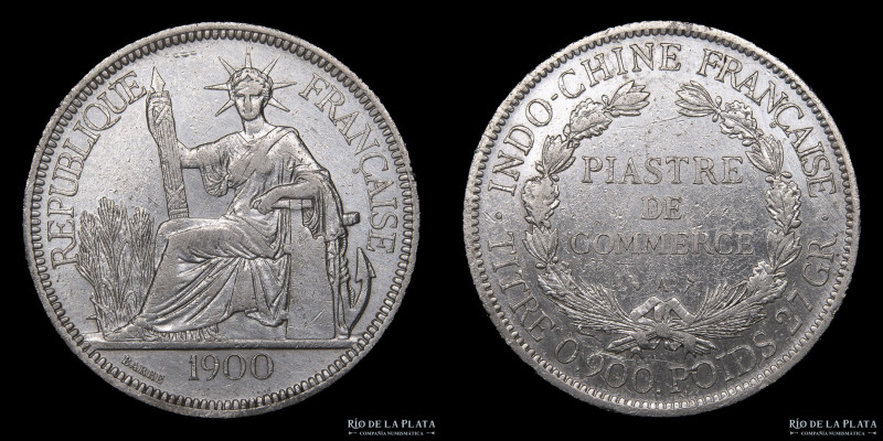 Indochina Francesa. 1 Piastre de Commerce 1900 A. Ceca de París. Plata 900; 39.0...