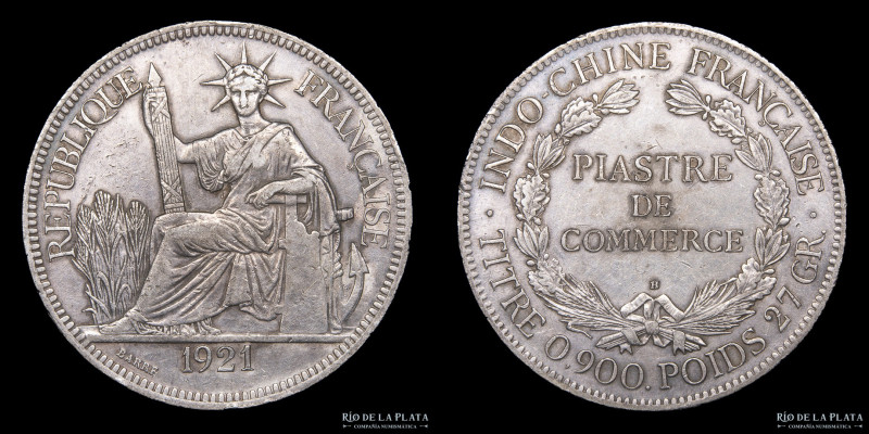 Indochina Francesa. 1 Piastre de Commerce 1921 A. Ceca de París. Plata 900; 39.0...