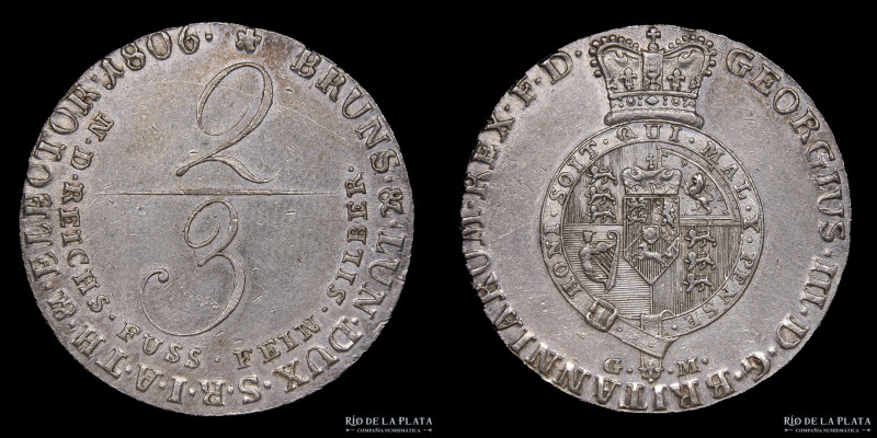 Estados Alemanes. Brunsuick-Lunenburg-Calenberg-Hannover. George III. 2/3 Thaler...