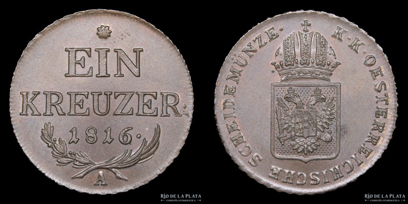 Austria. Franz I of Austria (1804-1835) 1 Kreuzer 1816 A. Viena mint. Cobre; 26....