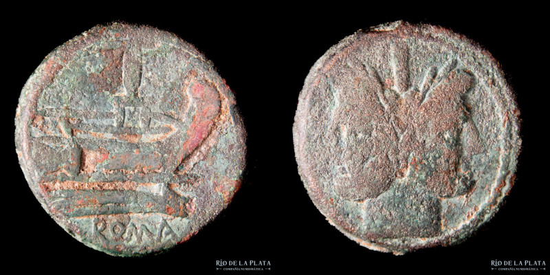 Roman Republic. Anonymous (after 211BC) As. Bronze; 32mm; 41.39g. A: Laureate he...