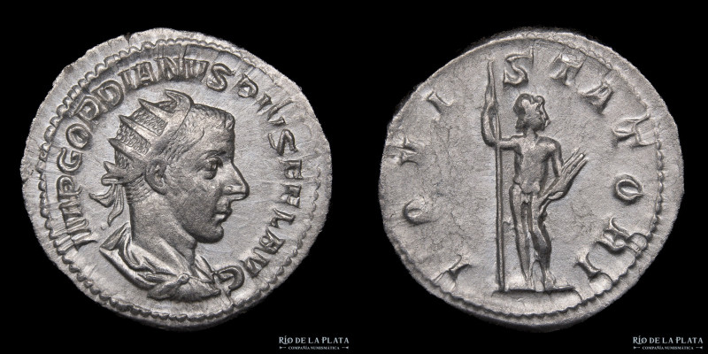 Gordian III (238-244AD) Antoninianus. Rome mint. Silver; 24mm; 4.38g. A: IMP GOR...