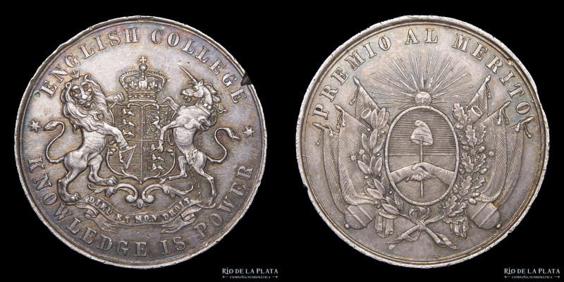 Argentina. 1866. Premio escolar. Al Mérito. English College de Buenos Aires. "Kn...