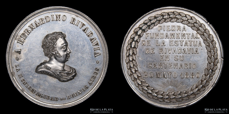 Argentina. 1880. Piedra fundamental de la estatua a Bernardino Rivadavia. Plata;...