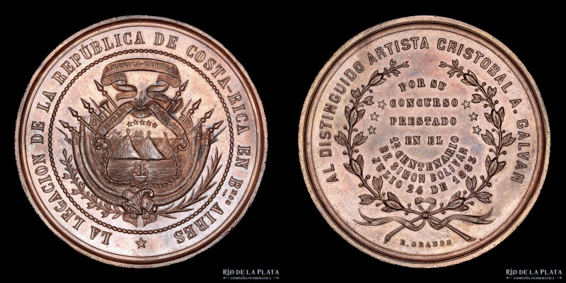 Argentina. 1883. Legación de Costa Rica en Buenos Aires. Bolivar. A: LA LEGACIÓN...