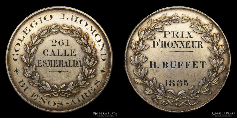 Argentina. 1885. Premio de honor. Colegio L´Homond. Buenos Aires. Plata; 34mm; 1...