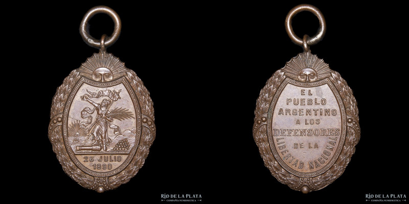 Argentina. 1890. Premio a los soldados que repelieron la Revolución del Parque q...