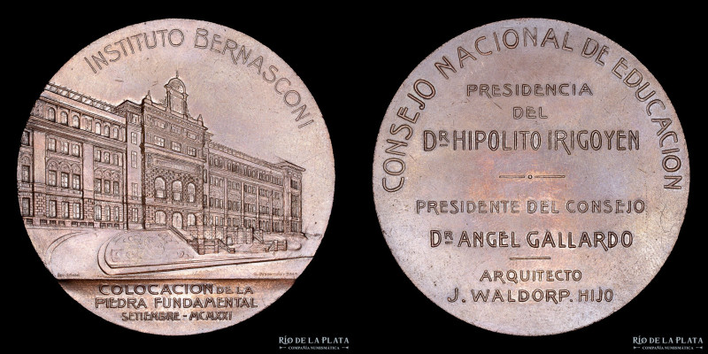 Argentina. 1921. Instituto Bernasconi. Piedra Fundamental. Consejo Nacional de E...