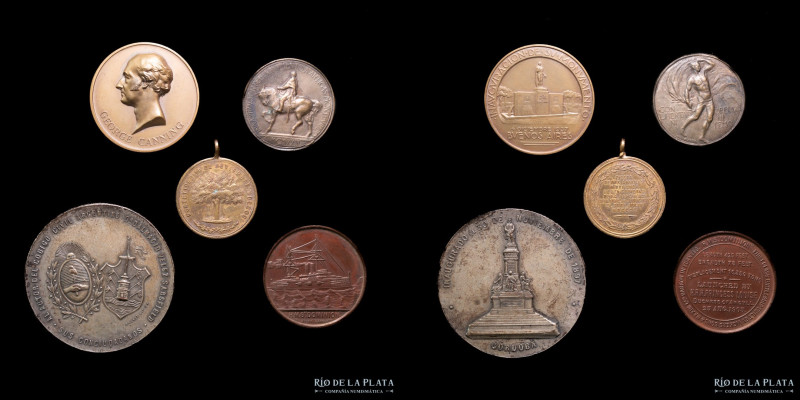 Argentina. Uruguay. Gran Bretaña. Lote x5. Temáticas varias: Monumento Velez Sar...