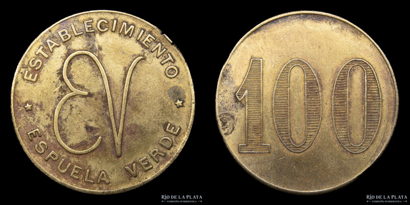 Argentina. Ficha. Valor 100. Establecimiento Espuela Verde. Ricardo Chavarria. G...