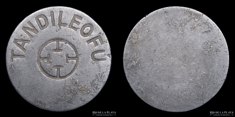 Argentina. Ficha. Esquila. Tandileofu. Bariquand. Tandil. Aluminio; 28mm; 1.66g....