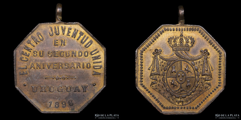 Uruguay. 1896. Centro Juventud Unida. 2do. Aniv. Inmigrantes Españoles. Bronce; ...