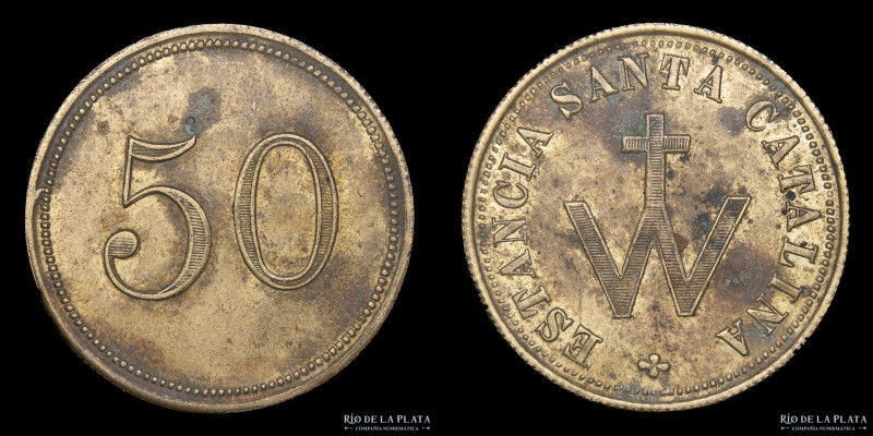 Uruguay. Ficha. Valor 50. Estancia Santa Catalina. Departamento Soriano. Bronce;...