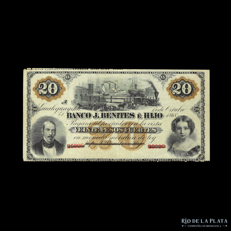 Argentina. Entre Rios. El Banco Benites e Hijo. 20 Pesos Fuertes 1868 remainder,...