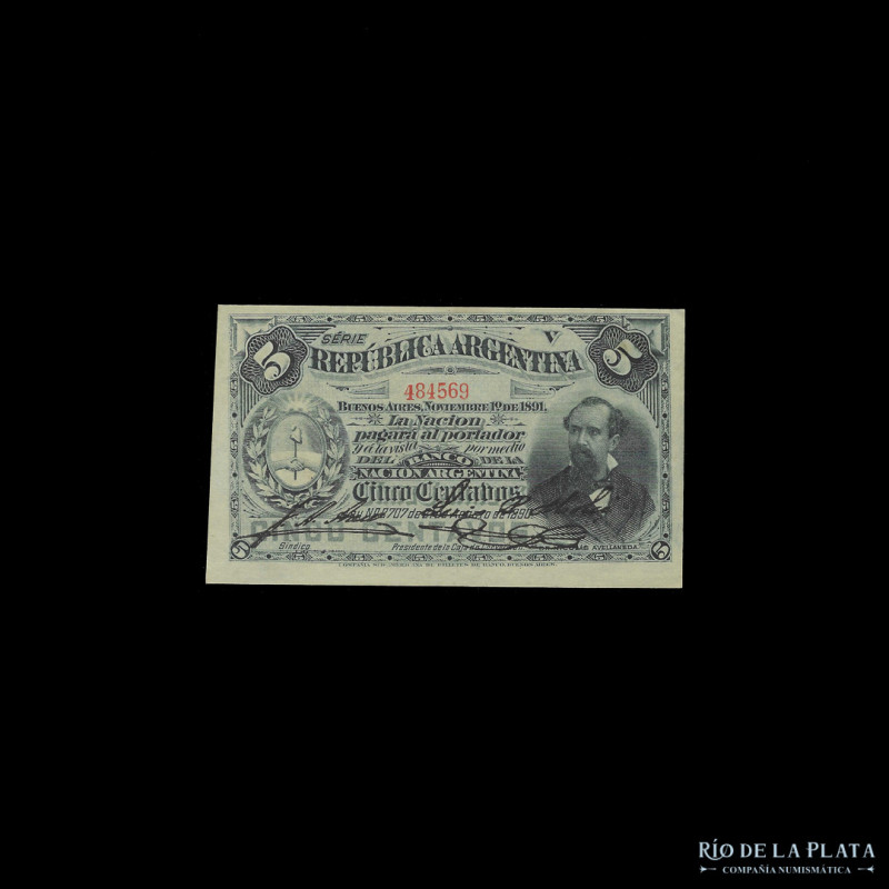 Argentina. Caja de Conversión - Fraccionarios 1891. 5 Centavos 1895 (Avellaneda)...