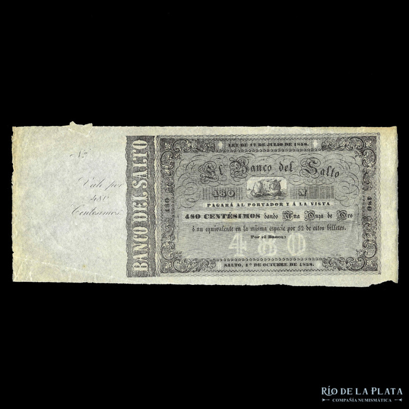 Uruguay. El Banco del Salto. 480 Centésimos 1858. NiP (AU)

USD 100 - 200

N...